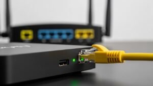 Σύνδεση καλωδίου Ethernet σε Android TV Box για σταθερή εικόνα στα αθλητικά κανάλια.