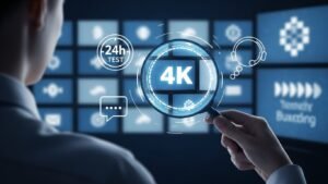 Εικόνα που συμβολίζει τον έλεγχο ποιότητας ενός παρόχου IPTV με ψηφιακό μεγεθυντικό φακό, τονίζοντας τη σημασία της δοκιμής για την εύρεση του καλύτερου IPTV.