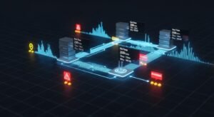 IPTV streaming infrastructure with servers and bandwidth metrics