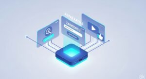 A holographic 3D isometric illustration showing the simplified three-step process of installing and setting up an IPTV app on an Android TV box.